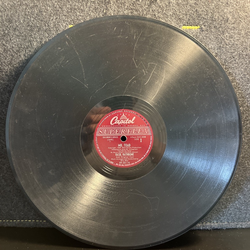 Basil Rathbone 78Rpm Mr. Toad‎ On Capitol Rare! Vinyl Record 3695/6 89-30114